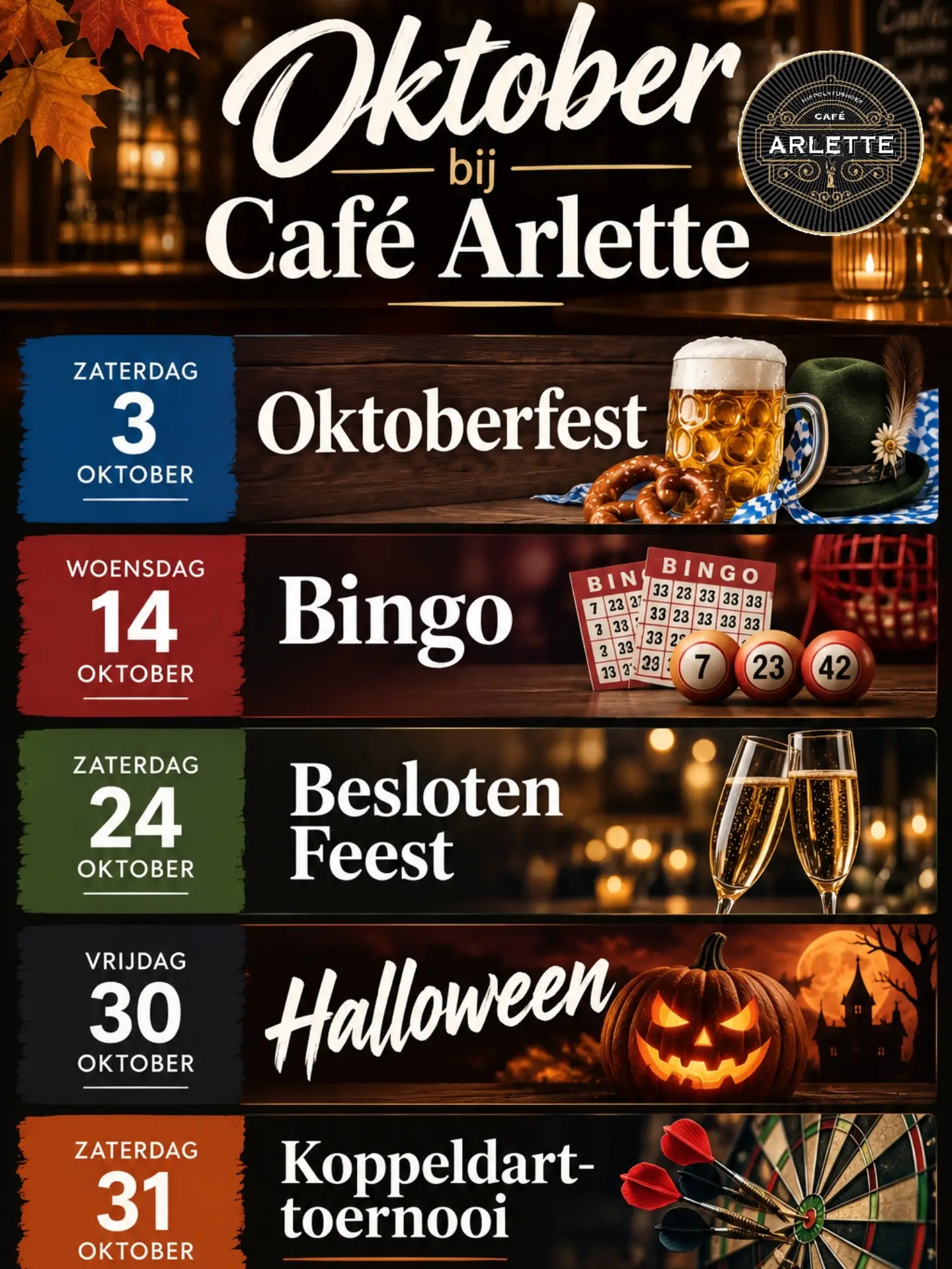 Oktoberprogramma Café Arlette